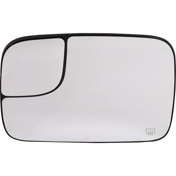 Heated Towing Mirror Glass with Backing Plate for Dodge Full Size Pickup 2005-2008, Left (Driver), All Cab Types, with Towing Package, Replacement