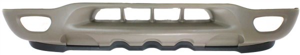 Front Lower Valance Panel for Ford Expedition 1999-2002, F-150 1999-2003, Plastic, Painted Beige, w/ Fog Light Holes, w/o Tow Hook Holes, Replacement