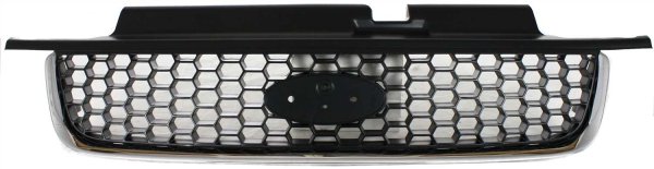 Grille for Ford Escape 2001-2004, Limited/XLT Model, Plastic Black Shell and Insert with Chrome Molding, Replacement