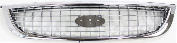 Grille for Ford Windstar 2001-2003, Plastic, Chrome Shell with Painted Black Insert, Excluding Limited Model, Replacement