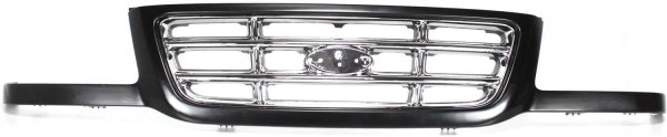 Grille Cross Bar Insert for Ford Ranger 2001-2003, Black Shell with Chrome Insert, Replacement