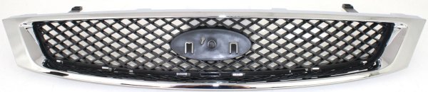Chrome Shell and Painted Black Insert Grille for 2005-2007 Ford Focus without Appearance Package, Replacement