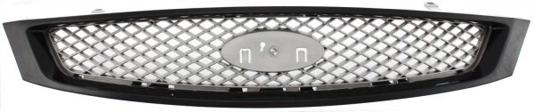 Grille for Ford Focus 2005-2007, Painted Black Shell with Painted Silver Gray Insert, Without Appearance Package, Replacement