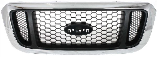Honeycomb Insert Grille for 2004-2005 Ford Ranger, Chrome Shell with Painted Argent Insert, Replacement