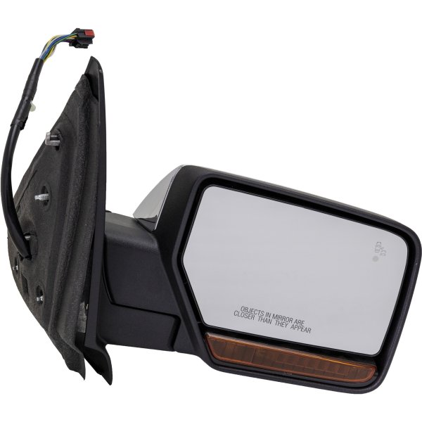 Power Mirror for Ford Expedition 2015-2017, Right (Passenger), Non-Towing, Power Folding, Heated, Chrome, with Blind Spot Detection in Glass, In-Housing Signal Light, Memory, without Auto Dimming, Replacement
