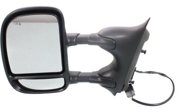 Towing Mirror Left (Driver) for Ford Excursion 2000-2005, Power Operated, Manual Folding, Heated, Textured Black, Without Auto-Dimming, Blind Spot Detection, Memory, and Signal Light, Replacement