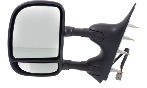 Towing Mirror for Ford Econoline Van 2009-2014, Left (Driver), Power Adjustable, Manual Folding, Non-Heated, Textured, Without Auto-Dimming, Blind Spot Detection, Memory, and Signal Light, Replacement