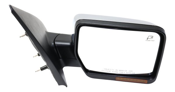 Mirror for Ford F-150 2007-2008, Right (Passenger), Non-Towing, Power Operated, Power Folding, Heated, Chrome, with In-housing Signal Light and Memory, without Auto Dimming and Blind Spot Detection, Replacement
