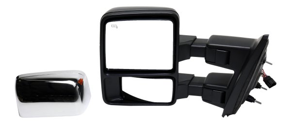 Towing Mirror for Ford F-150 2013-2014, Left (Driver), Power / Power Folding, Heated, Chrome / Paintable 2 Caps, with Memory and Signal Light, Excludes SVT Raptor Model, Replacement