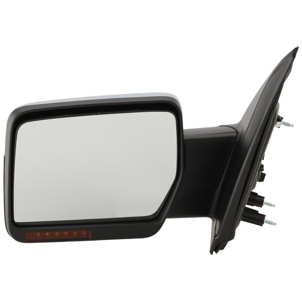 Power Mirror for Ford F-150 2009-2010, Left (Driver), Non-Towing, Manual Folding, Heated, Chrome, with In-housing Signal Light and Memory, without Auto Dimming and Blind Spot Detection, Replacement