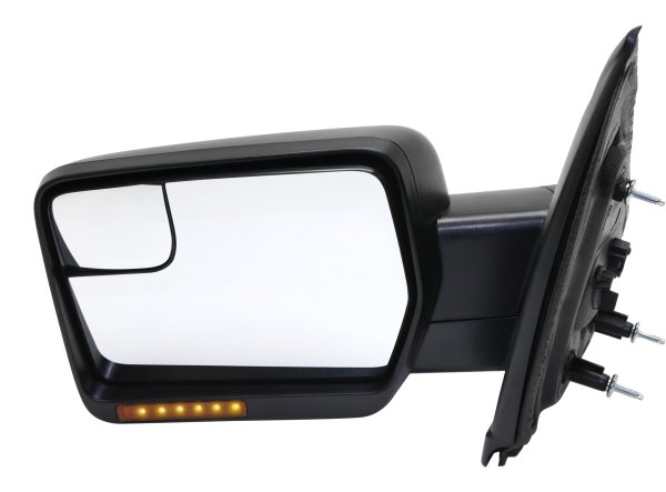 Power Mirror for Ford F-150 (2011-2014), Left (Driver) Side, Non-Towing, Manual Folding, Heated, Textured, with Blind Spot Glass and Signal Light, without Memory and Puddle Light, Replacement