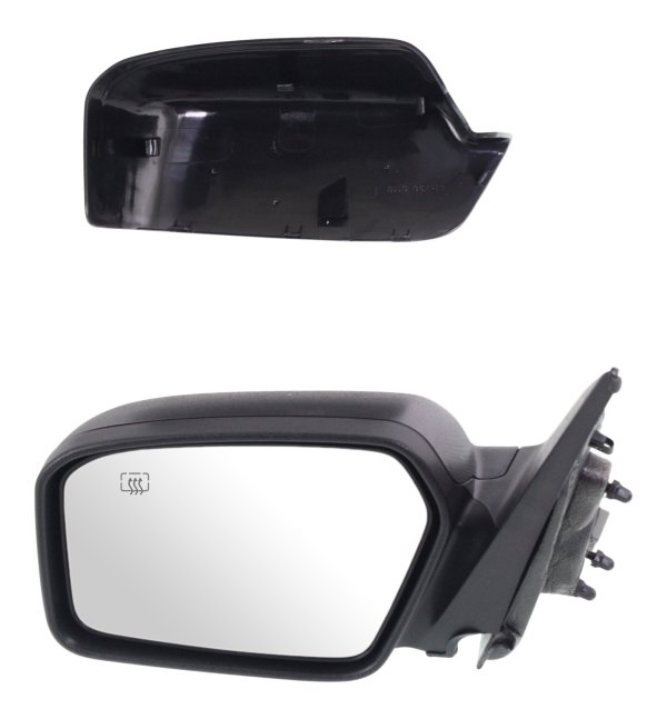 Power Non-Folding Heated Mirror for Ford Fusion (2006-2012) and Milan (2006-2011), Left (Driver), Paintable/Textured, 2 Caps, with Puddle Light, Replacement