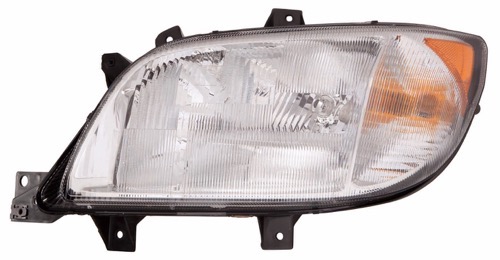 Left (Driver) Headlight Assembly for 2003-2006 Freightliner Sprinter 2500, Front Replacement Housing / Lens / Cover, without Fog Lights, Composite,  5103598AA, Replacement