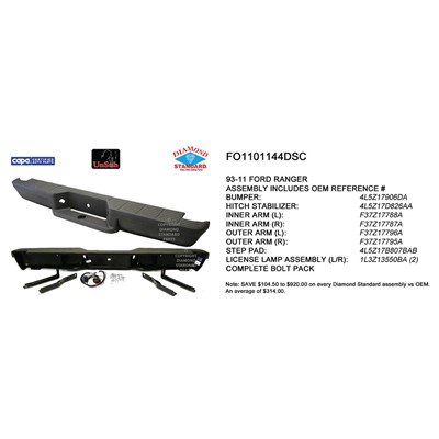 1993 - 2005 Ford Ranger Rear Bumper Assembly