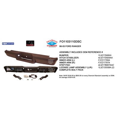 1993 - 2002 Ford Ranger Rear Bumper Assembly