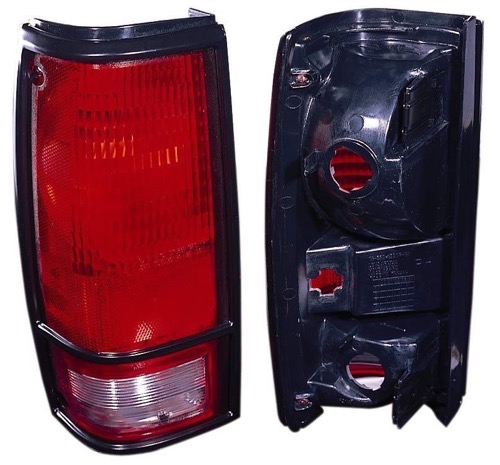 Left (Driver) Tail Light Assembly for 1982 - 1993 GMC S15, Rear Tail Light Assembly Replacement, Lens, Cover, with Black Bezel,  919649, Replacement