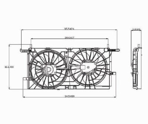 Radiator Cooling Fan Assembly for 2005 - 2006 Chevrolet Uplander 3.5L V6, Without Rear Air Conditioning,  15290117, Replacement
