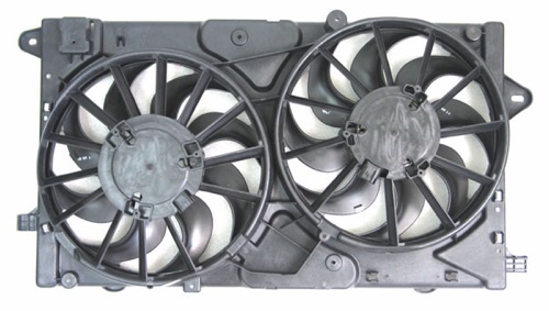 Radiator Cooling Fan Assembly for 2010-2011 Buick Regal, 2.4L L4 Engine, 1st Design to 3-22-10, Dual Fan with Motor, Blade, Shroud,  13321421-PFM, Replacement