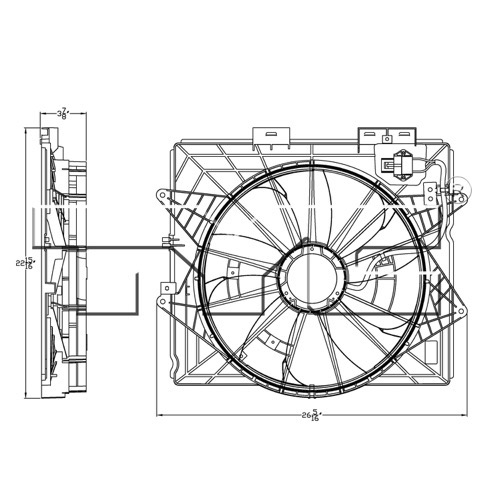 Radiator Cooling Fan Assembly for 2009-2014 Cadillac STS Sedan, Motor/Blade/Shroud Assembly,  20914377-PFM, Replacement