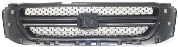 Textured Dark Gray Shell and Insert Grille for 2003-2005 Honda Pilot, LX Model, Replacement