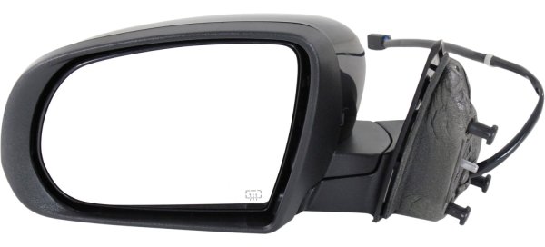 Power Mirror for 2014-2018 Jeep Cherokee, Left (Driver), Manual Folding, Heated, Paintable, Without Auto Dimming, Blind Spot Detection, Memory, With Signal Light, Replacement