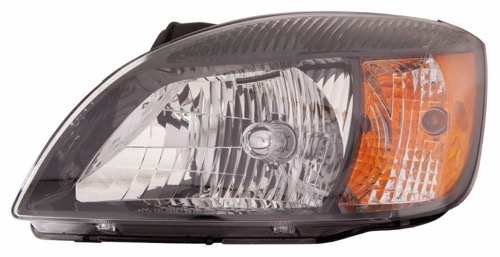 Left (Driver) Headlight Assembly for 2010 - 2011 Kia Rio Sedan, Type 2 with Amber Reflector, Smote Glass Trim, Composite,  921011G610, Replacement