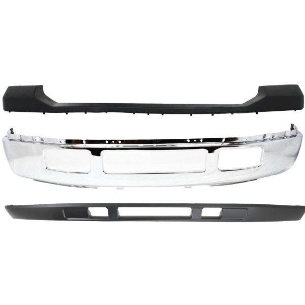 Front Bumper Assembly for Ford F-250/F-350 Super Duty 2006-2007, 3-Piece Kit with Chrome Bumper Cover and Lower Panel, Replacement