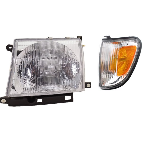 Headlight Assembly for 1998-2000 Toyota Tacoma Left (Driver) Side, Halogen, with Corner Light, 2-Piece Kit Replacement