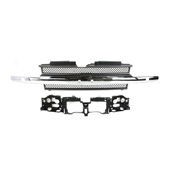 Grille and Header Panel Kit for Chevrolet Trailblazer / Trailblazer EXT 2002-2005, 2-Piece Replacement Set