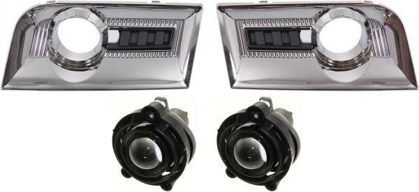Fog Light Assembly for Buick Terrain 2010-2015, Right (Passenger) and Left (Driver), 4-Piece Kit, Halogen, Includes Fog Light Trim, Replacement