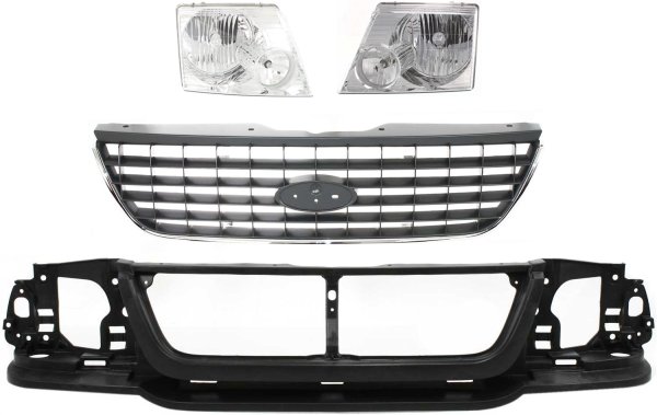 4-Piece Header Panel Kit for Ford Explorer 2002-2005, Includes Grille and Headlight, Excludes 2002-2003 Sport Model, Replacement
