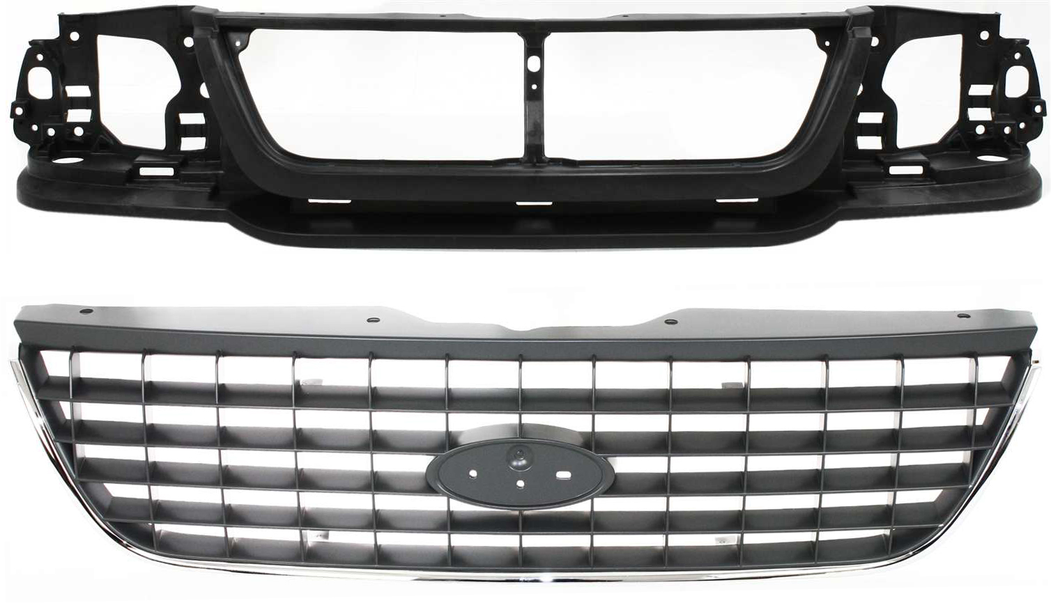 Header Panel for Ford Explorer 2002-2005, 2-Piece Kit with Grille, Replacement Part