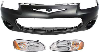 Front Bumper Cover for 2001-2003 Chrysler Sebring, 3-Piece Kit with Headlights Replacement