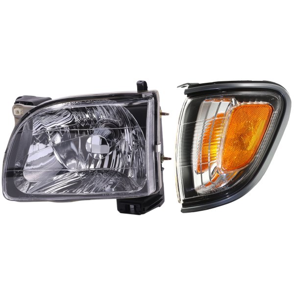 Headlight Assembly for Toyota Tacoma 2001-2004 Left (Driver) Side, Halogen, 2-Piece kit with Corner Light - Replacement