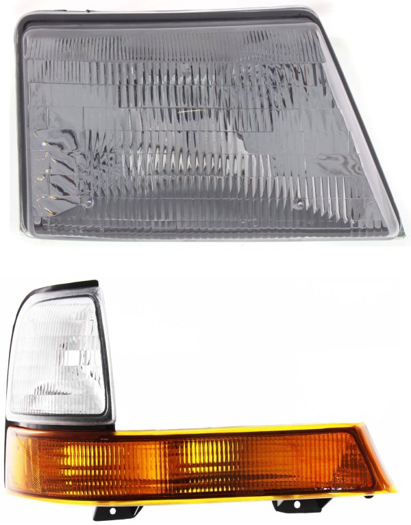 Headlight Assembly for Ford Ranger 1998-2000 Right (Passenger) Side, Halogen, 2-Piece Kit with Corner Light, Replacement