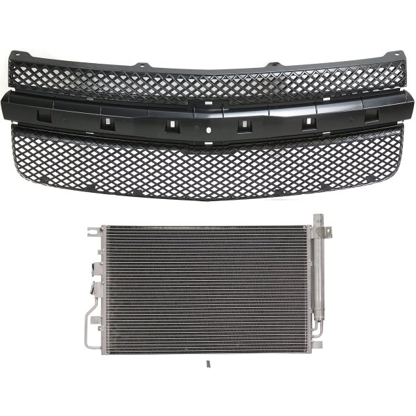 2-Piece Grille Kit for 2008-2009 Chevrolet Equinox, Paintable Shell and Insert, without Center Bar, with Air Conditioning Condenser, Replacement