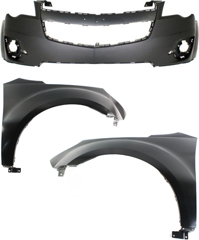 Front Bumper Cover for 2010-2015 Chevrolet Equinox, Upper, 3-Piece Kit with Fenders, Replacement