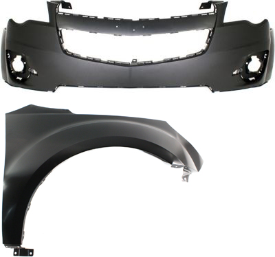 Front Bumper Cover for 2010-2015 Chevrolet Equinox, Upper, 2-Piece Kit with Fender, Replacement