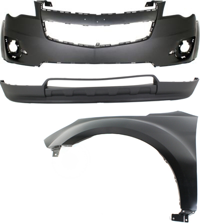Front Bumper Cover and Front Fender for 2010-2015 Chevrolet Equinox, 3-Piece Kit, Left (Driver) Side, Replacement