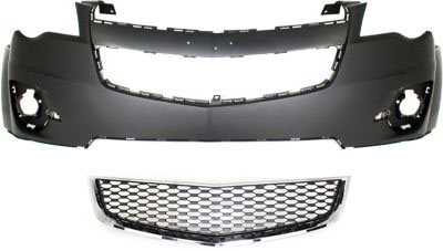 Front Bumper Cover for Chevrolet Equinox 2010-2015, Upper 2-Piece Kit with Bumper Grille, Replacement