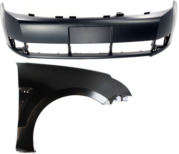Front Bumper Cover for Ford Focus 2008-2011, 2-Piece Kit Includes Fender, Replacement