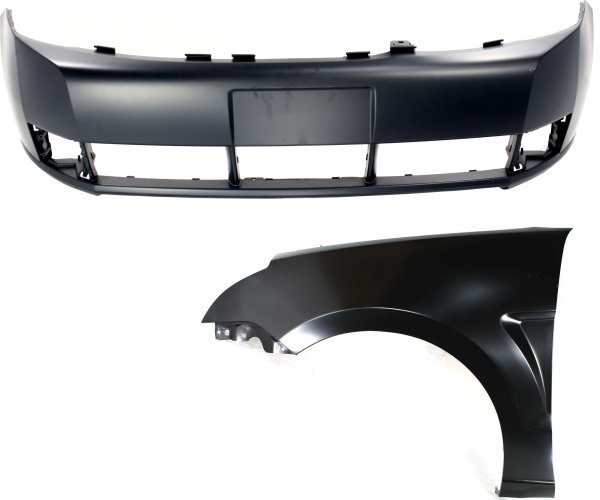 Front Bumper Cover for 2008-2011 Ford Focus, 2-Piece Kit with Left (Driver) Side Fender, Replacement
