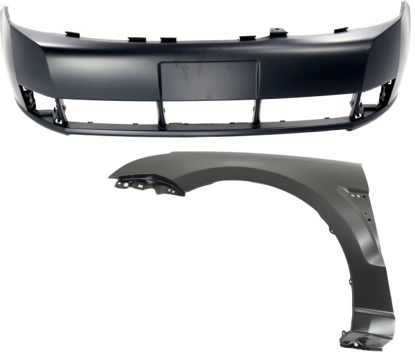 Front Bumper Cover for Ford Focus 2008-2011, 2-Piece Kit with Left (Driver) Side Fender Replacement