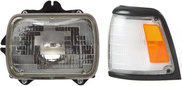 Headlight Assembly for 1992-1995 Toyota Pickup, Left (Driver), Halogen, 2-Piece kit with Corner Light, Replacement