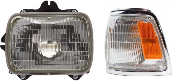 Headlight Assembly Left (Driver) for 1992-1995 Toyota Pickup, Halogen, 2-Piece kit with Corner Light Replacement