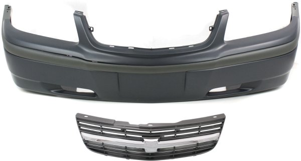 Front Bumper Cover for Chevrolet Impala 2000-2004, 2-Piece Kit with Grille, Replacement