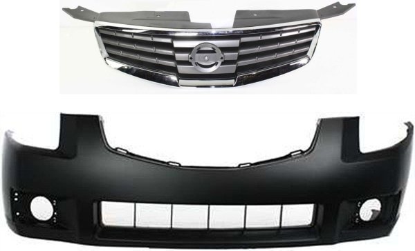 Front Grille for Nissan Maxima, 2007-2008, 2-Piece Kit with Grille, Replacement