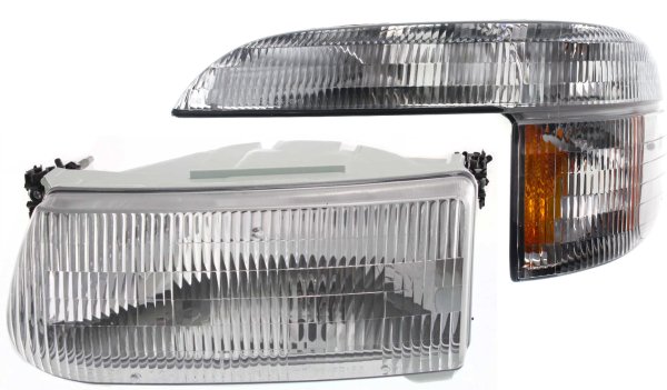 Headlight Assembly for Ford Explorer 1995-2001, Mountaineer 1997-1997, Left (Driver), Halogen, 2-Piece kit, with Corner Light, Replacement