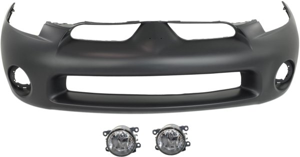 Front Bumper Cover for 2007-2008 Mitsubishi Eclipse, 3-Piece Kit with Fog Lights, Replacement