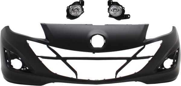 Front Bumper Cover for Mazda Mazda 3 (2010-2013), 3-Piece Kit with Fog Lights, Replacement